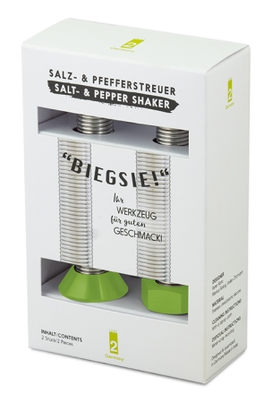 "Biegsie!" Salz- & Pfefferstreuer 2er Set Color, Silikonkappen grün